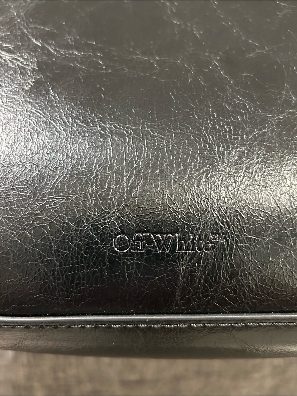 Off-White The Jitney Black Leather Shoulder Bag with White Text - Picture 7 of 16